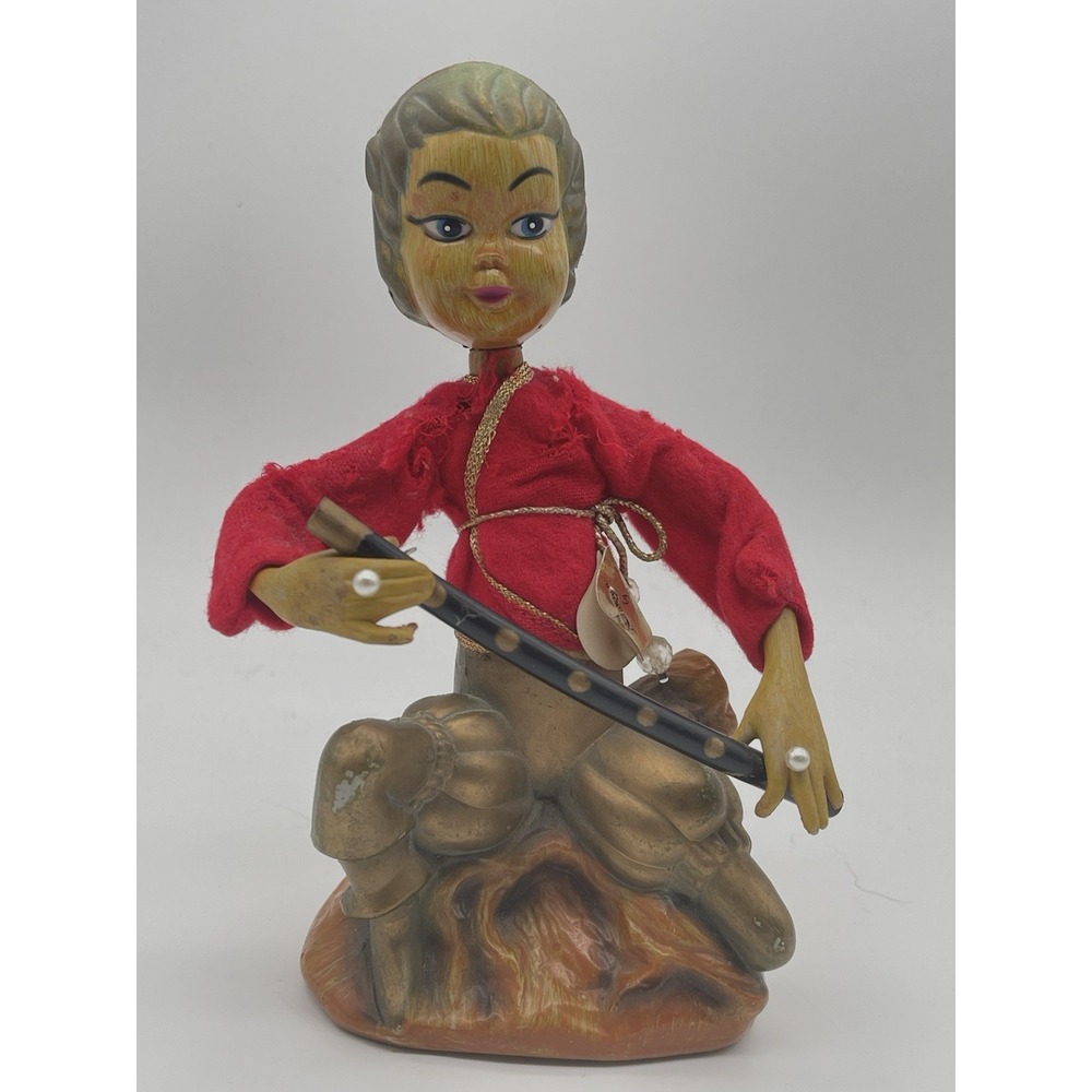 Midcentury Pixie Figurine, Iconic 1960s Elf Fairy With Flute, Vintage Plastic